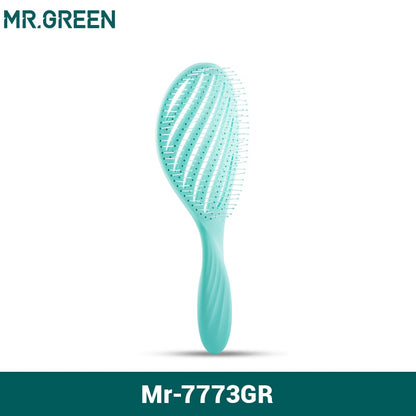 Hollow Out Hair Brush Scalp Massage Comb for hair care - Green