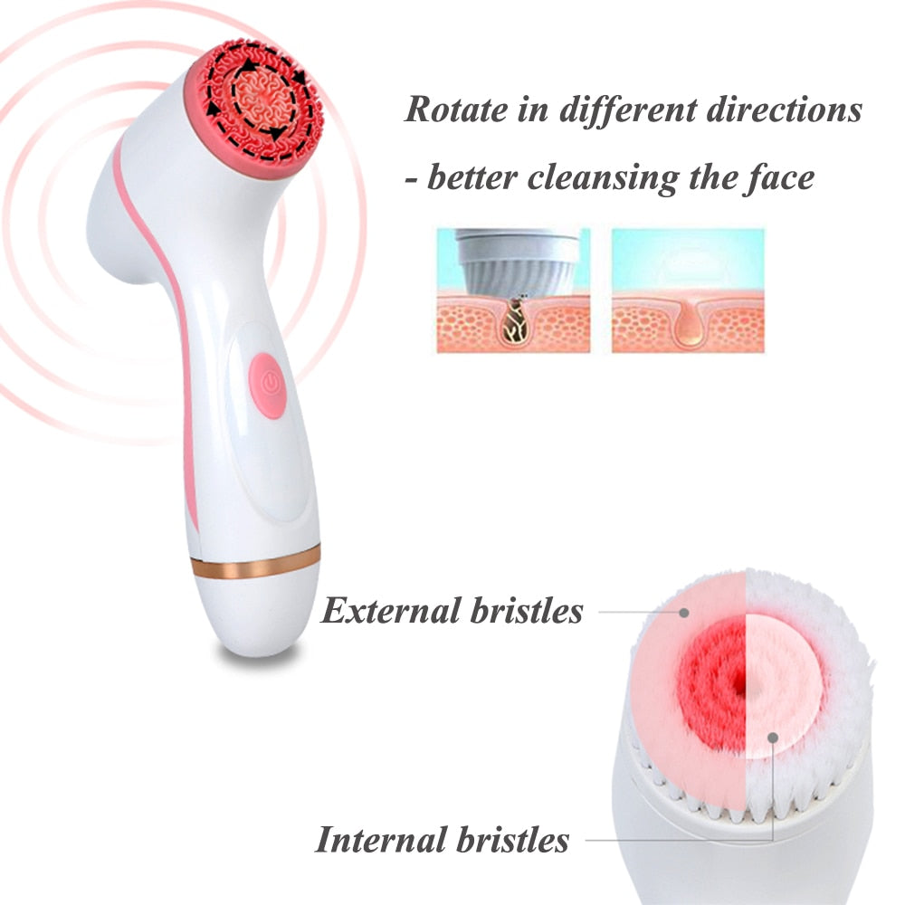 Facial Cleansing Brush with silicone heads for deep cleaning