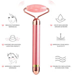 24K Gold Electric Face Massager with Rose Quartz Roller