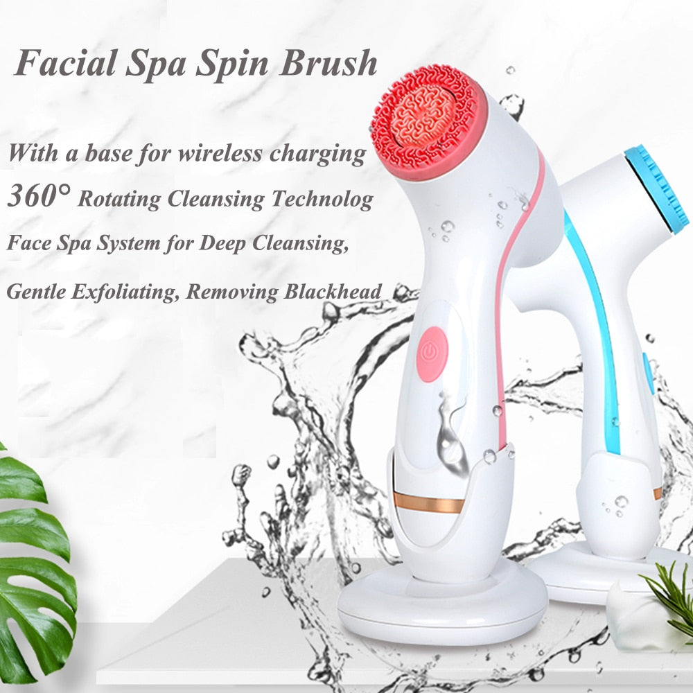 Facial Cleansing Brush with silicone heads for deep cleaning