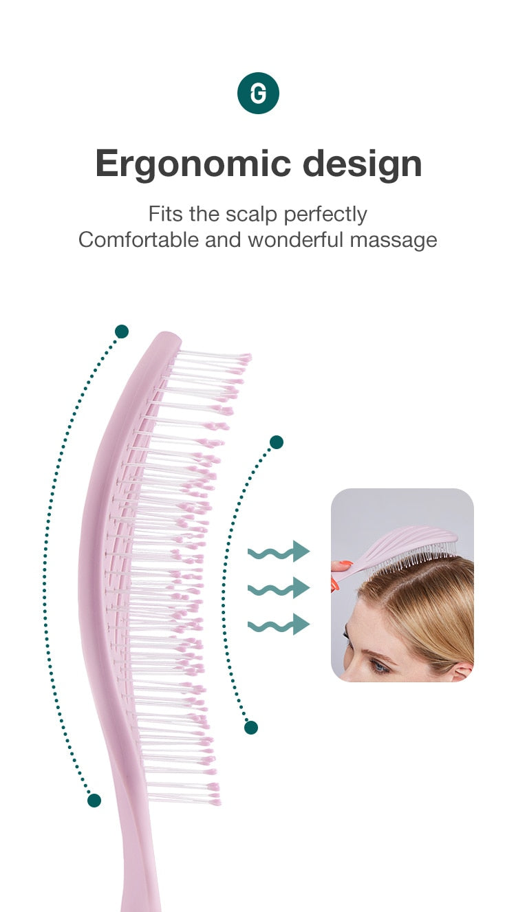 Hollow Out Hair Brush Scalp Massage Comb for hair care - Pink