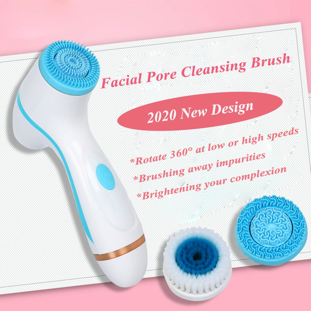 Facial Cleansing Brush with silicone heads for deep cleaning