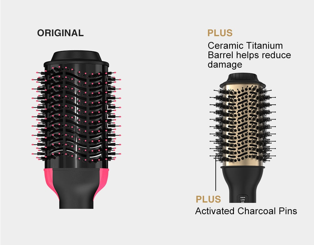 Elegant Black Golden Hot Air Brush 2.0 for all hair types