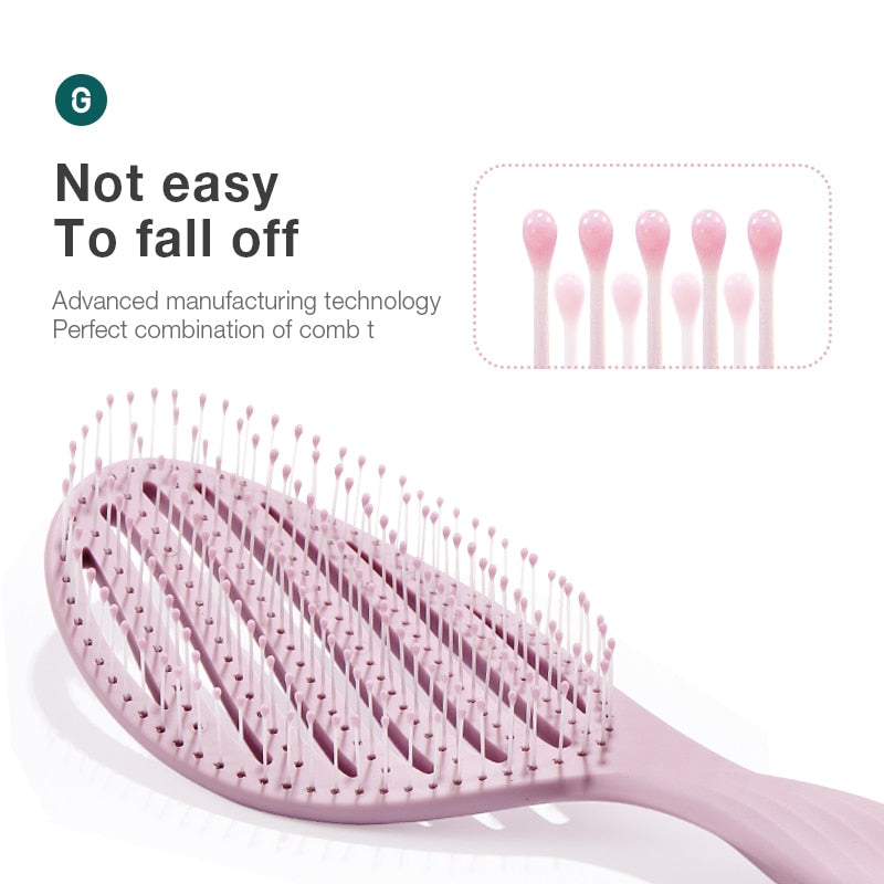 Hollow Out Hair Brush Scalp Massage Comb for hair care - Pink