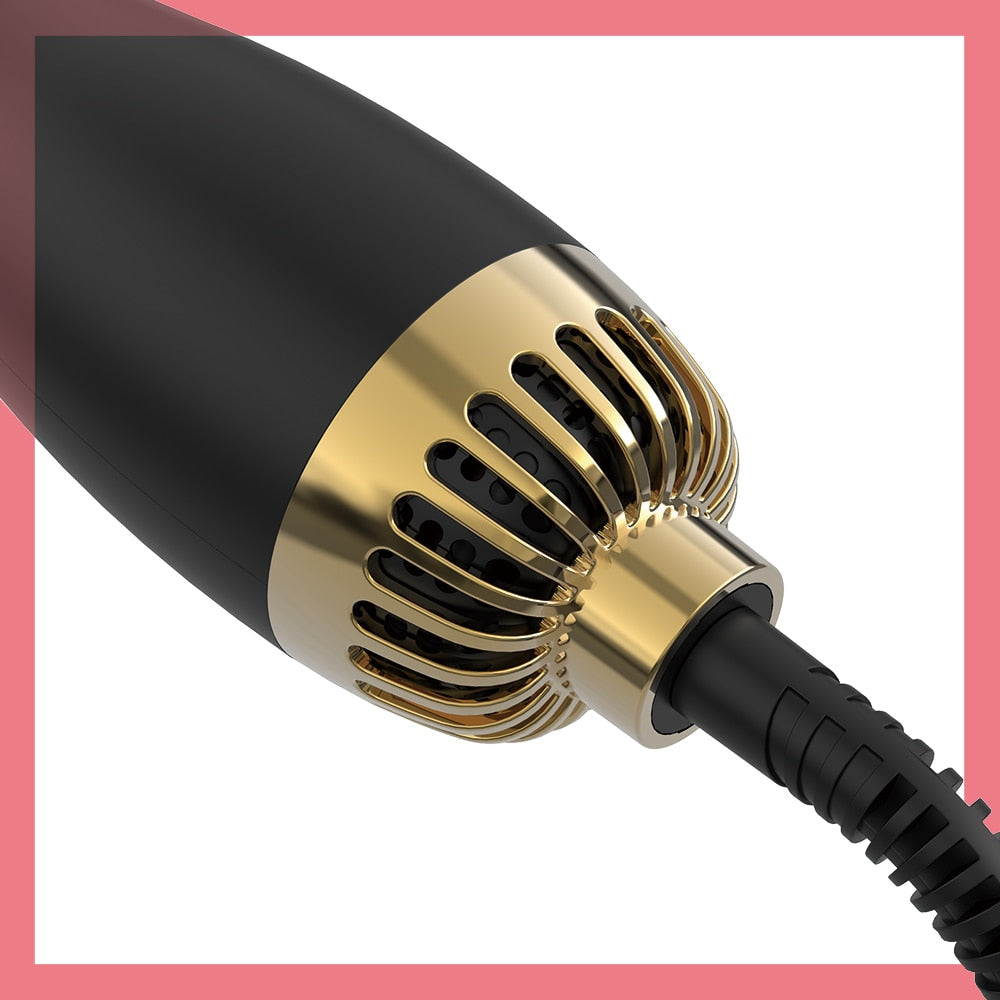 Elegant Black Golden Hot Air Brush 2.0 for all hair types